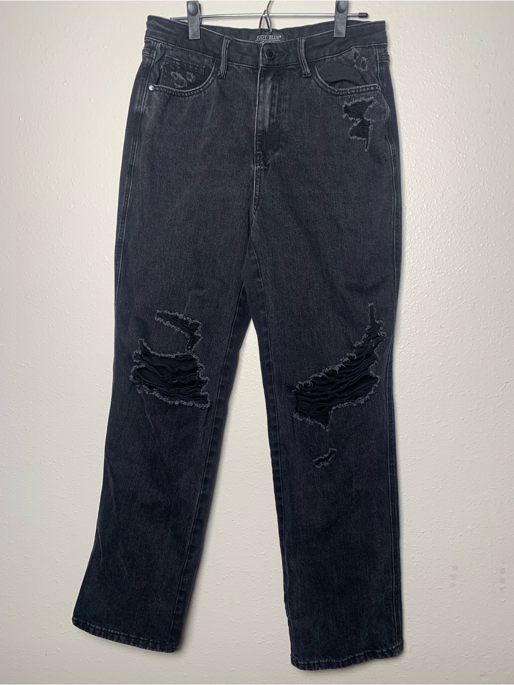 Judy Blue Black Distressed Wide Leg Jeans